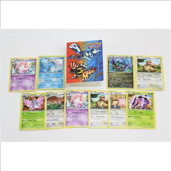 Pokemon Card Mini Binder/Album W/10 Pokemon Trading Cards