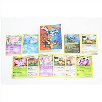 Pokemon Card Mini Binder/Album W/10 Pokemon Trading Cards