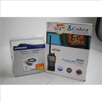 Portable Fish Finder, Snap Fender Hooks, Cobra Marine VHF Radio, And More, 5 Pieces