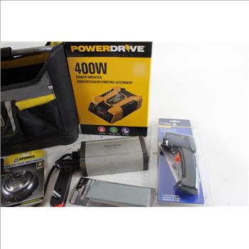 Power Drive Power Inverter, Carlyle Infrared Thermometer, Stanley Tool Bag, 10 Plus Pieces