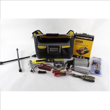 Power Drive Power Inverter, Carlyle Infrared Thermometer, Stanley Tool Bag, 10 Plus Pieces