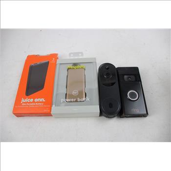 Powerbanks, 2-Way Radios, Black & Decker Flashlight, And Doorbell Cameras, 7 Pieces