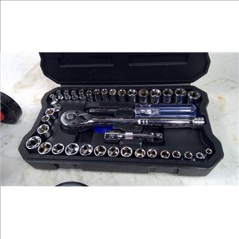 Powerbuilt 2-Ton Floor Jack, Workpro Socket Set, Spark Plug, OBD2 Scanner, 4 Pieces