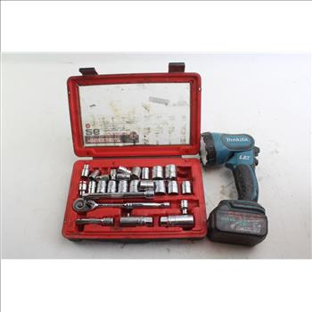Powerbuilt Mechanics Tool Set & Makita BML185 Worklight; 10+ Pieces