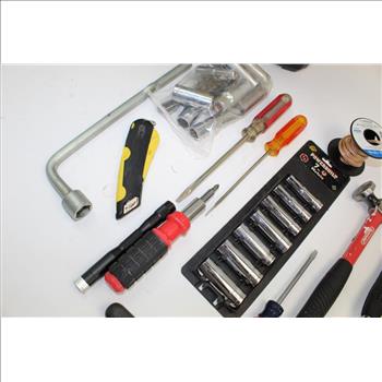 Powerbuilt Metric Sockets, Husky Cb 43 Ratchet, Screwdrivers, & More In Tool Box; 5+ Pieces