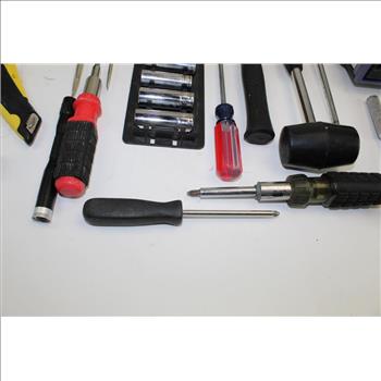 Powerbuilt Metric Sockets, Husky Cb 43 Ratchet, Screwdrivers, & More In Tool Box; 5+ Pieces