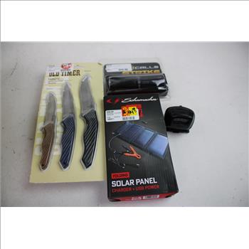 Predator Digital Cell, Old Timer Knives, Solar Panel, And More, 6 Pieces