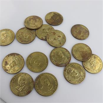 Presidential Brass Tokens, 15 Pieces