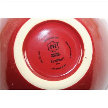 Princess House Red Pavillon 3 Piece Serving Bowl Set And Princess House Holiday White Poinsettia Dessert Plates (6)