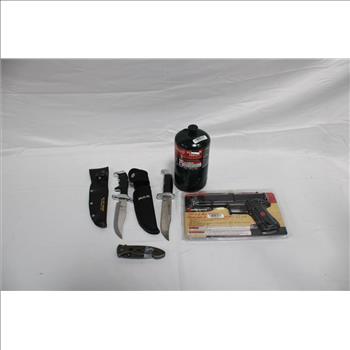 Propane Canister, Knifes And More