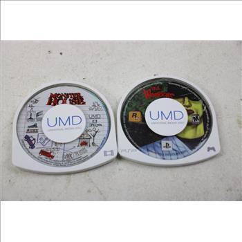 PSP With AC Adapter And The Warriors And Monster House Games