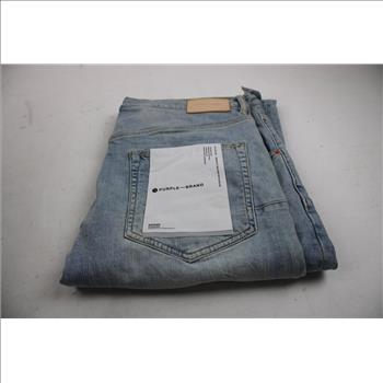 Purple Brand Dropped Fit Mid Rise With Slim Leg Jeans, Light Denim, Size 38