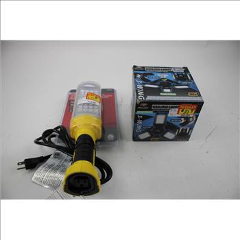 Radio Crank Light, Flashlight, Corded LED Work Light, And LED Ceiling Light, 4 Pieces