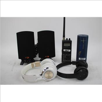 Radio Shack Dual Trunking Scanner, Headphones, Speakers, 6 Pieces