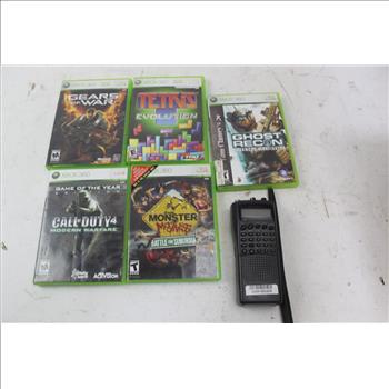 Radioshack Scanner & Assorted Xbox 360 Games; 6 Pieces