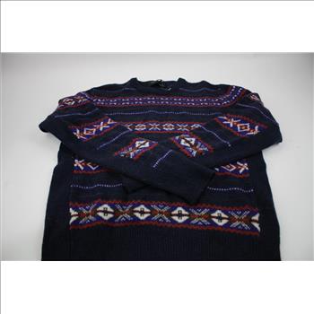Rag & Bone Navy Wesley Fair Isle Wool Crew Sweater, Medium