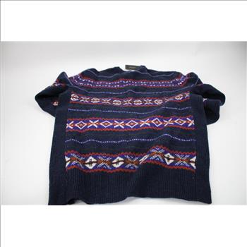 Rag & Bone Navy Wesley Fair Isle Wool Crew Sweater, Medium