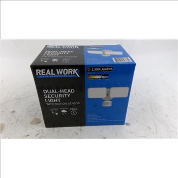 Real Work Dual-Head Security Light With Motion Sensor