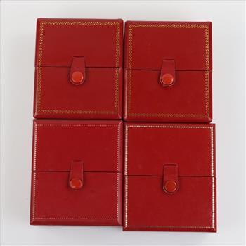 Red Double Door Ring Box Display Jewelry Gift Box, 4 Pieces