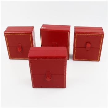 Red Double Door Ring Box Display Jewelry Gift Box, 4 Pieces