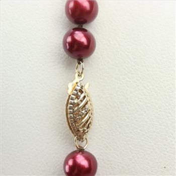 Red Pearl Necklace 14kt Clasp