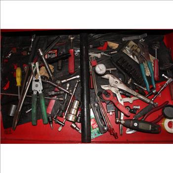 Red Snap-On Rolling Tool Box With Assorted Tools