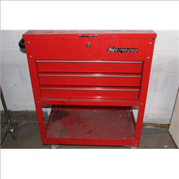 Red Snap-On Rolling Tool Box With Assorted Tools