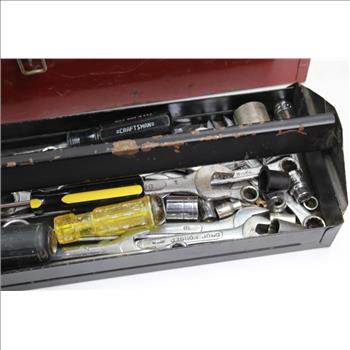 Red Toolbox With Husky Wrenches, Craftsman Socket And More Tools