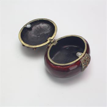 Red Trinket Box With Orange Stones