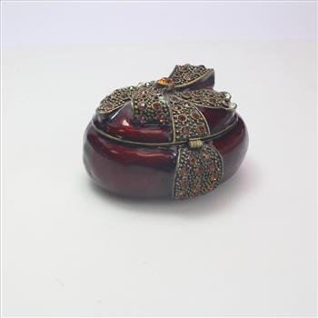 Red Trinket Box With Orange Stones
