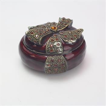Red Trinket Box With Orange Stones