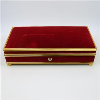 Red Velvet Trimmed Mirrored Lid Jewelry Box