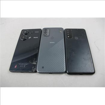 Redmi, Wiko Cell Phone Lot, 3 Pieces, Sold For Parts