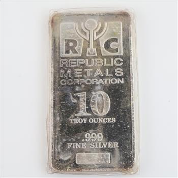 Republic Metals Corporation Fine Silver 10 Troy Oz Bar