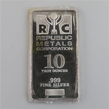 Republic Metals Corporation Fine Silver 10 Troy Oz Bar