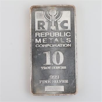 Republic Metals Corporation Fine Silver 10 Troy Oz Bar