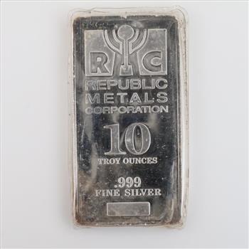 Republic Metals Corporation Fine Silver 10 Troy Oz Bar