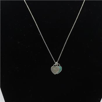 Return To Tiffany & Co Blue Double Heart Tag Pendant