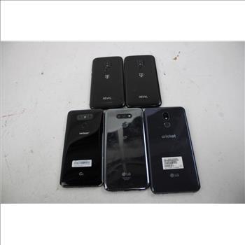 Revvl, LG, Cricket Cell Phone Lot, 5 Pieces, Sold For Parts