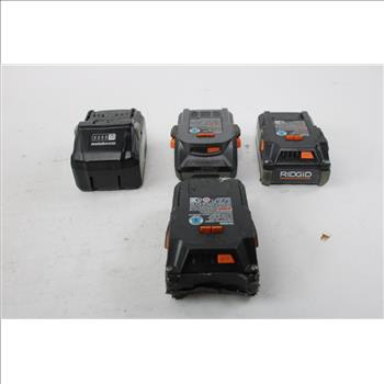 Ridgid Battery Charger And Batteries, 9 Pieces