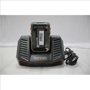 Ridgid Dual Chemistry Battery Charger For 18V And Battery 2 Items.