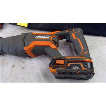 Ridgid Reciprocating Saw, Class 2 Battery Charger, Tool Bag