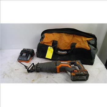 Ridgid Reciprocating Saw, Class 2 Battery Charger, Tool Bag
