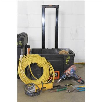 Ridgid Rolling Tool Tote With Assorted Power Tools, 4 Pieces