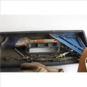 Ridgid Tool Box With Hammers, Wrench Cutters, Tape Measure And Common Rafter Conversion