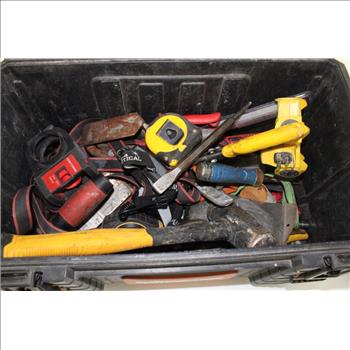 Ridgid Tool Box With Hammers, Wrench Cutters, Tape Measure And Common Rafter Conversion