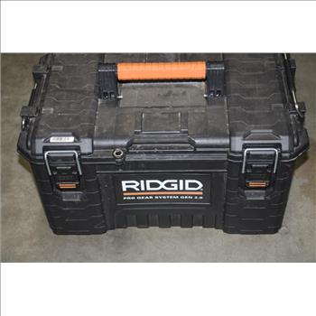 Ridgid Tool Box With Hart Drill, Yellow Straps, Drill Bits, And More
