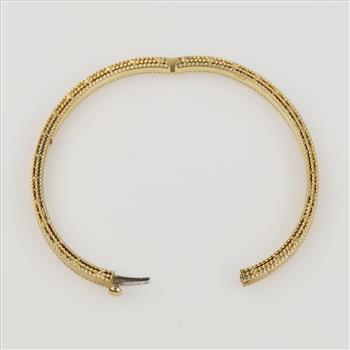 Roberto Coin .26ct Diamond 18kt Gold Hinged Bangle Bracelet-Evaluated By Certified Gemologist
