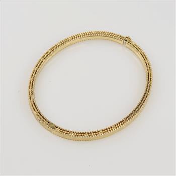 Roberto Coin .26ct Diamond 18kt Gold Hinged Bangle Bracelet-Evaluated By Certified Gemologist
