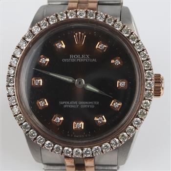Rolex 1.32cts TW Diamond Gold Accent Perpetual Watch-Evaluated By Our Certified Gemologist-AGS/GIA
